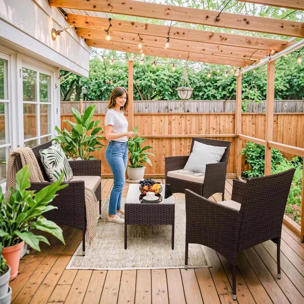 Modular outdoor sofa set with cushions for contract projects