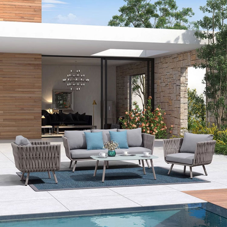 Rope woven outdoor sofa furniture for OEM and contract patio projects